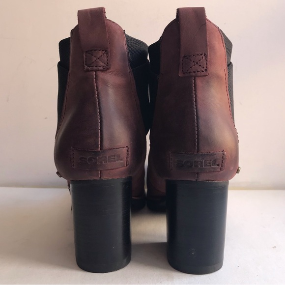 FLASH Sale! SOREL Bootie S-10 Addington Chelsea Platform BurgundyLeather - Picture 3 of 7